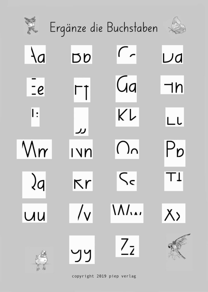 Produkt Kleine-Schreibmappe, ein Lehrmittel für Buchstaben, Übersicht klein