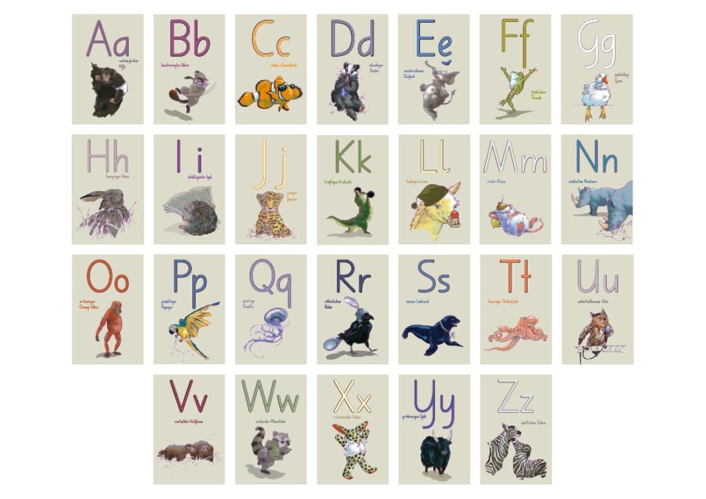 Produkt Postkarten-ABC, ein Lehrmittel für Buchstaben, Übersicht